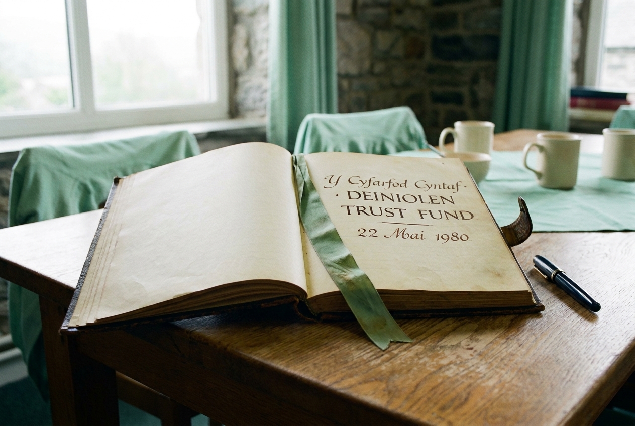The open minute book of the trust, page dated 22 May 1980 in copperplate handwriting.