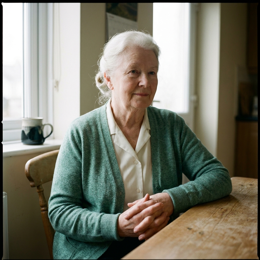 Margaret, 78, of Deiniolen, seated at her kitchen table.