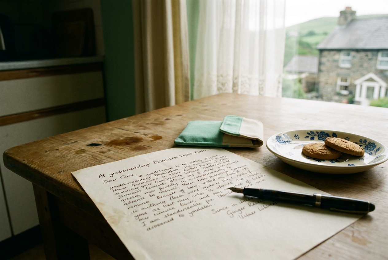A handwritten letter to the Trust on a kitchen table.