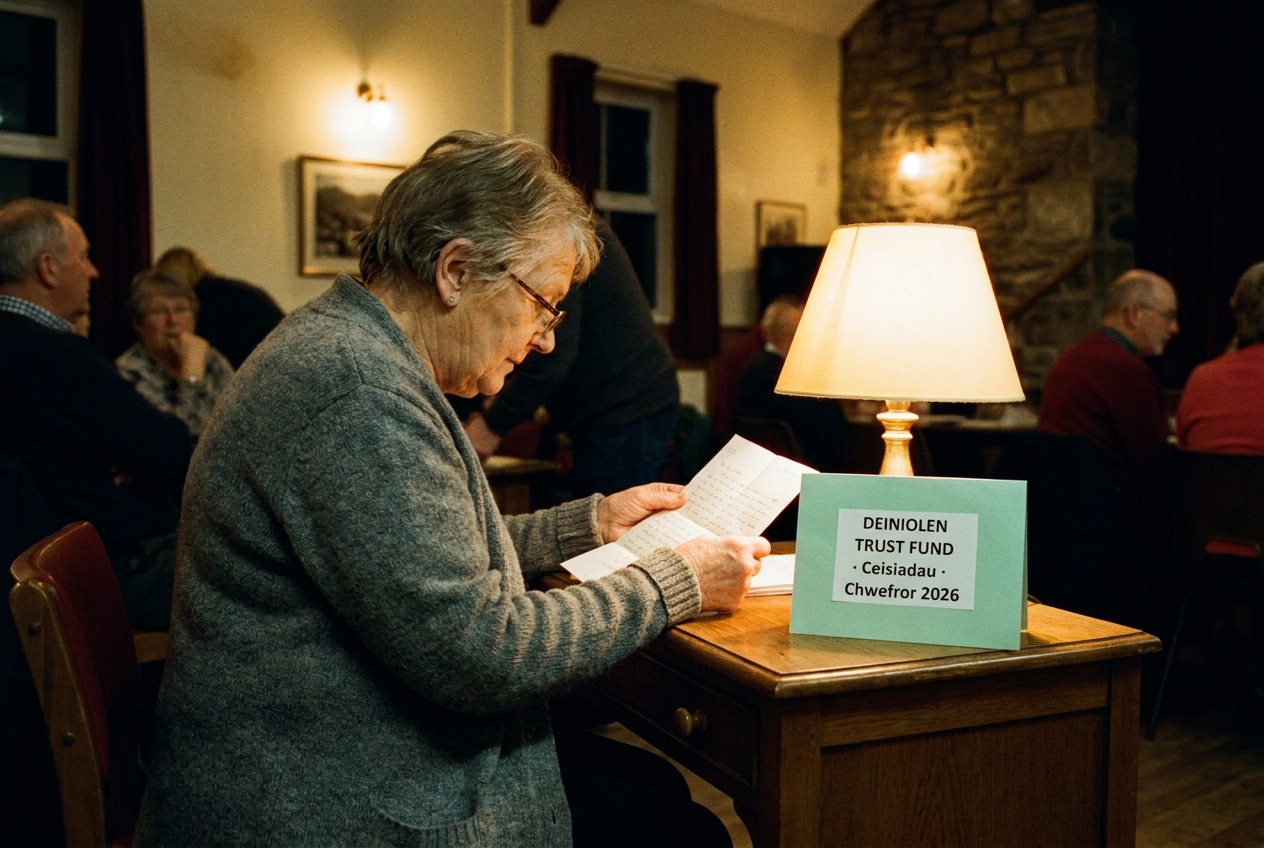 A volunteer reading an application letter at the Memorial Hall on a Tuesday evening.